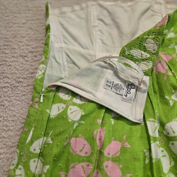 Lilly Pulitzer Strapless Pink and Green Fish Print Dress Size 0 Beachy Vacation - Picture 10 of 14